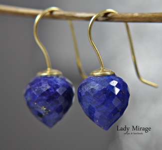 925 Silber Ohrringe Hängend - Lapis Lazuli - 14k Gold Jewelry - Zwiebelform - AAA Qualität - Geschenkidee Weihnachten - inkl. Geschenkbox